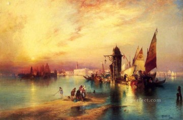 Barcos de Venecia Playa Thomas Moran Pinturas al óleo